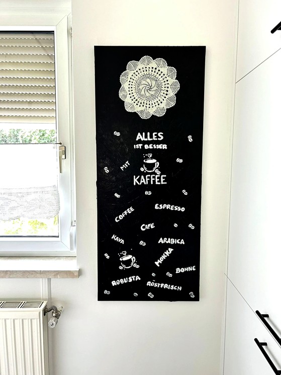 Kaffeebild als Türstopper